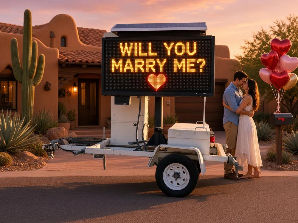 Will you marry me proposal message board sign rental Tucson